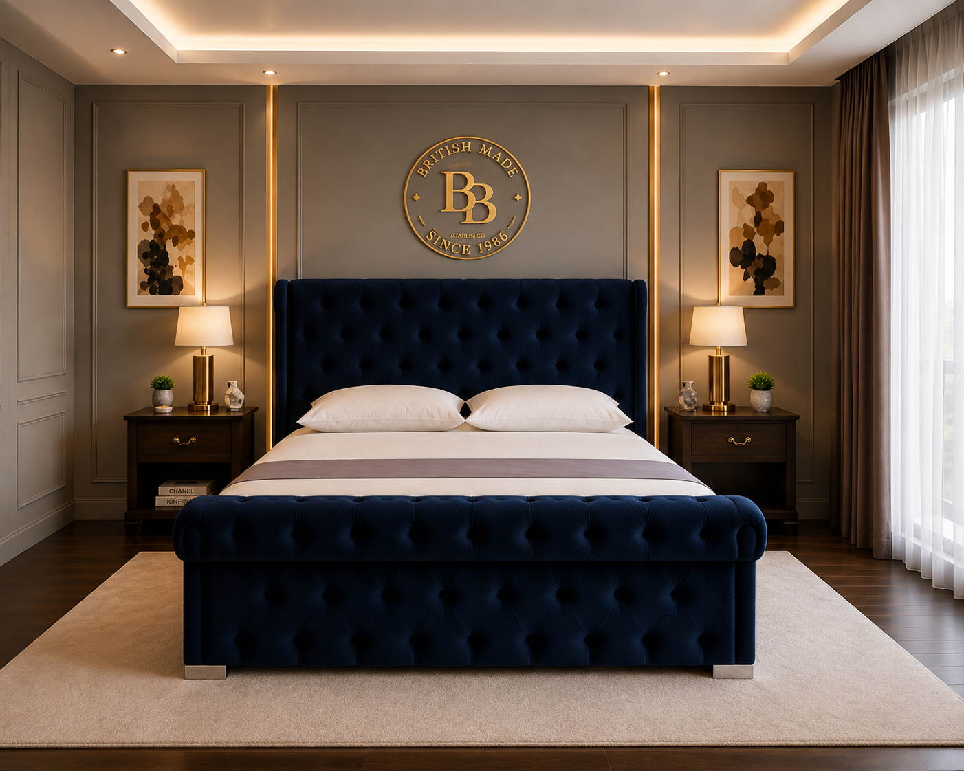 ChatGPT Image Aug 20, 2026, 01_21_03 AM Sofia Sleigh Upholstered Bed - Image 1