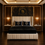 Imperial Velvet Upholstered  Wingback Bed