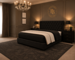 Imperial Velvet Upholstered  Wingback Bed - Image 4