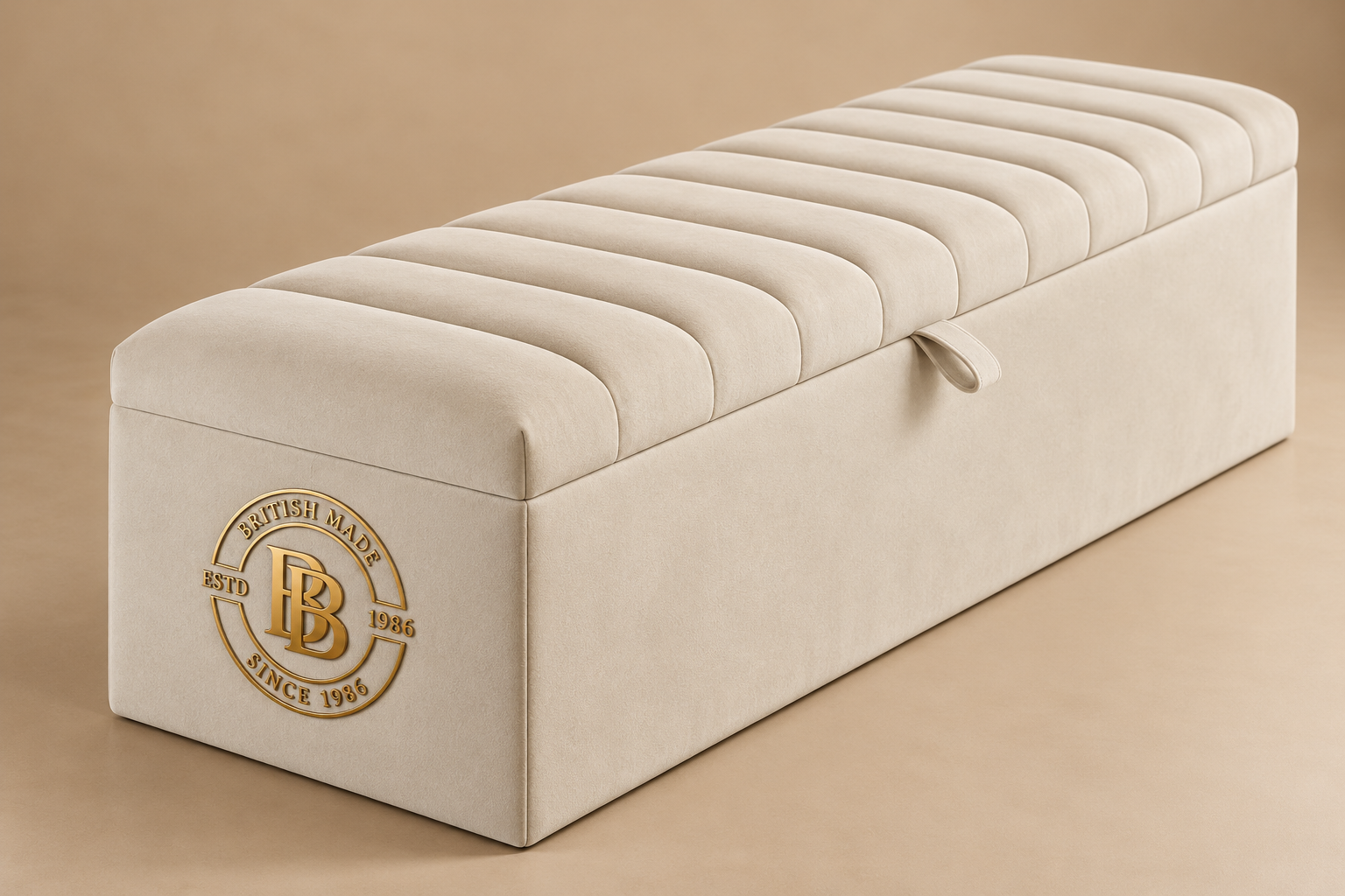 Cream Channel-Tufted Storage Bench Nordic Ottoman Storage Box - Image 1