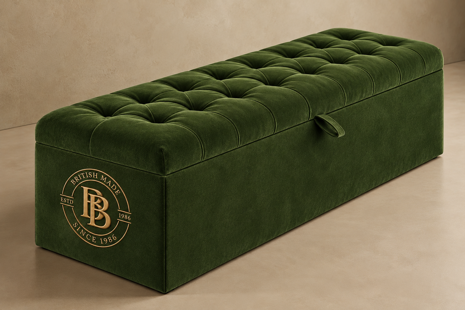 Forest Green Tufted Storage Bench Rihana Ottoman Blanket Storage Box - Image 1