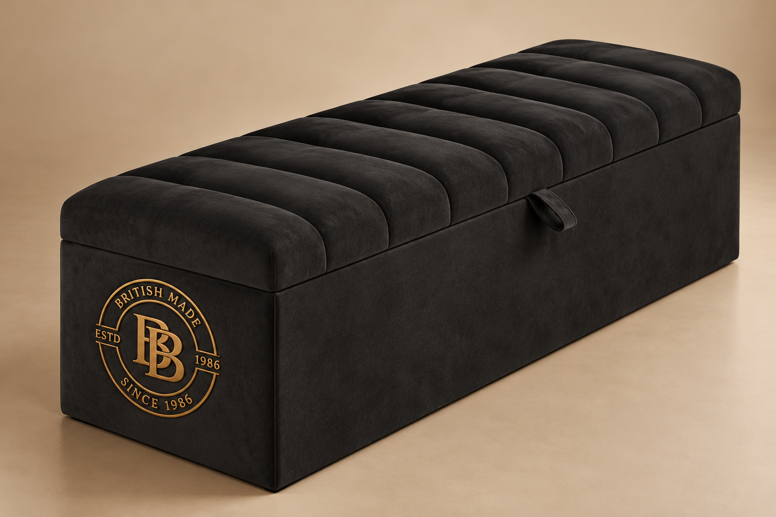 Luxury Charcoal Velvet Storage Ottoman Anaebella Panel Ottoman Blanket Box - Image 1